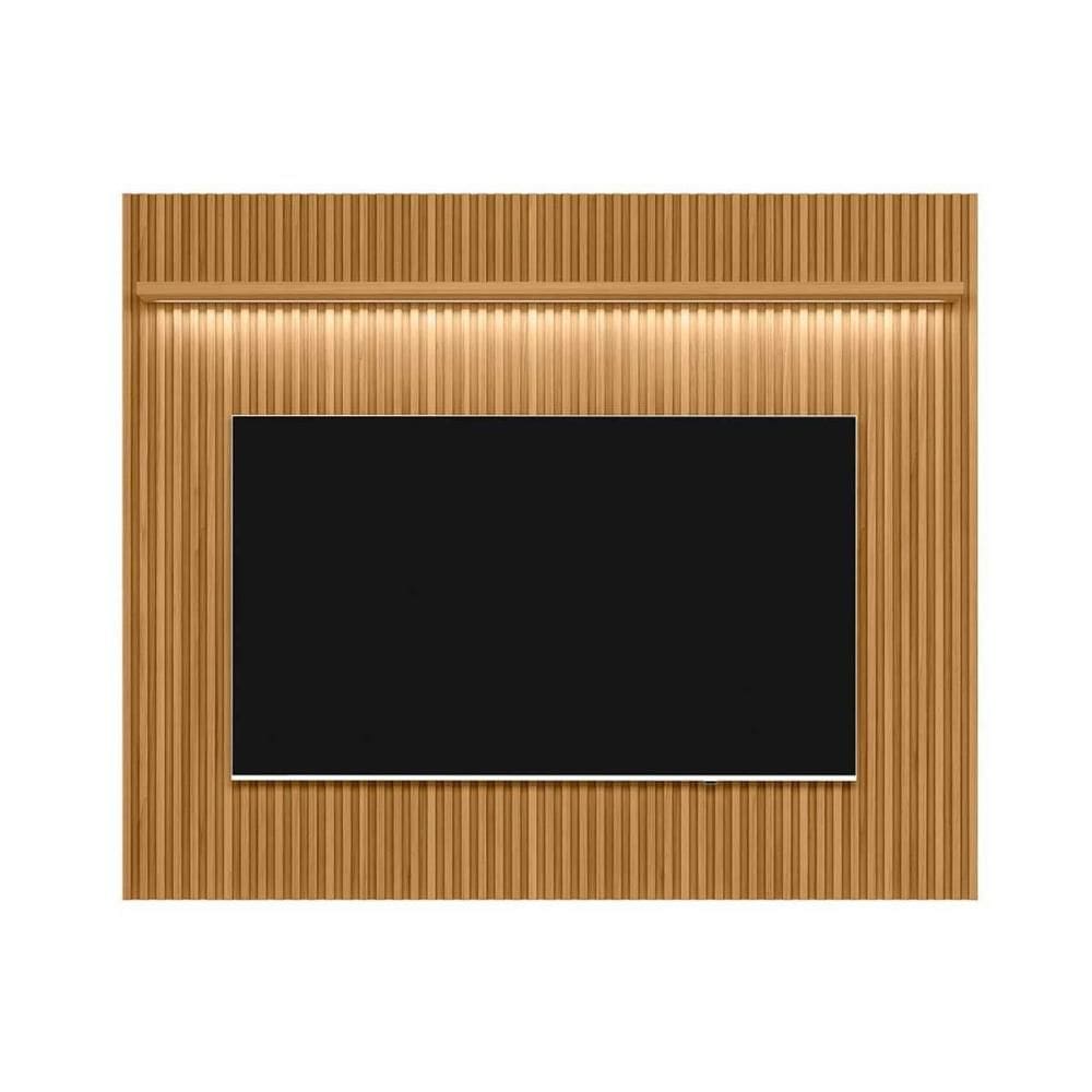 Painel Home p/ TV até 75 Pol Ouro Preto Ripado 1 Prat c/ Leads 180x148cm Nature Fosco - Linea Brasil
