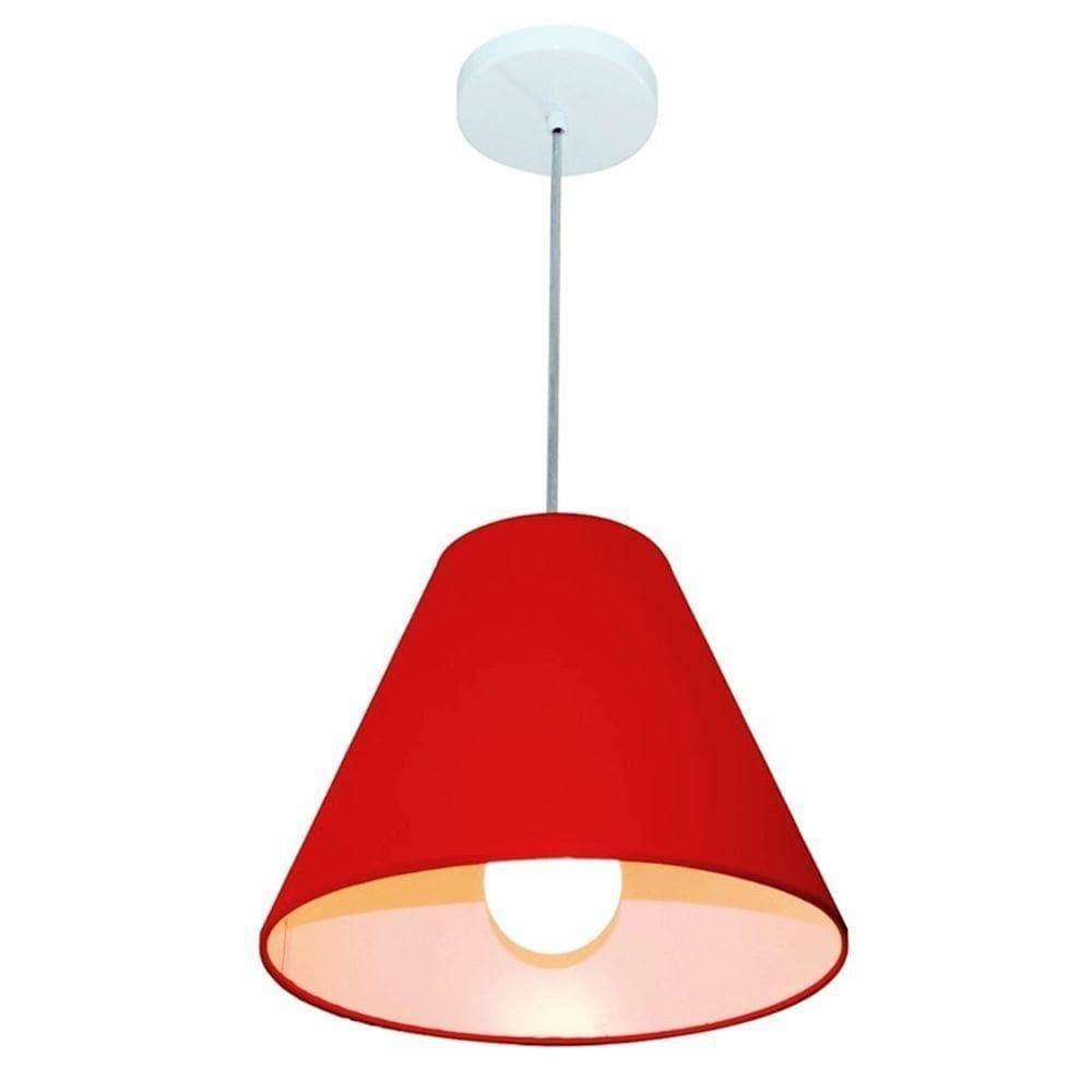 Lustre Pendente Cone Vivare Md-4028 Cúpula Em Tecido 25/30x12cm - Bivolt Bordo 127/220v