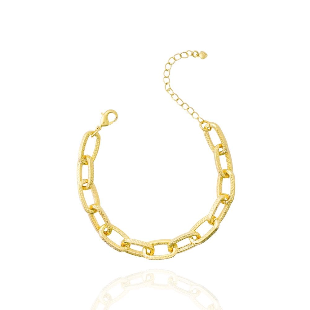Pulseira De Elos Longos Banhada a Ouro