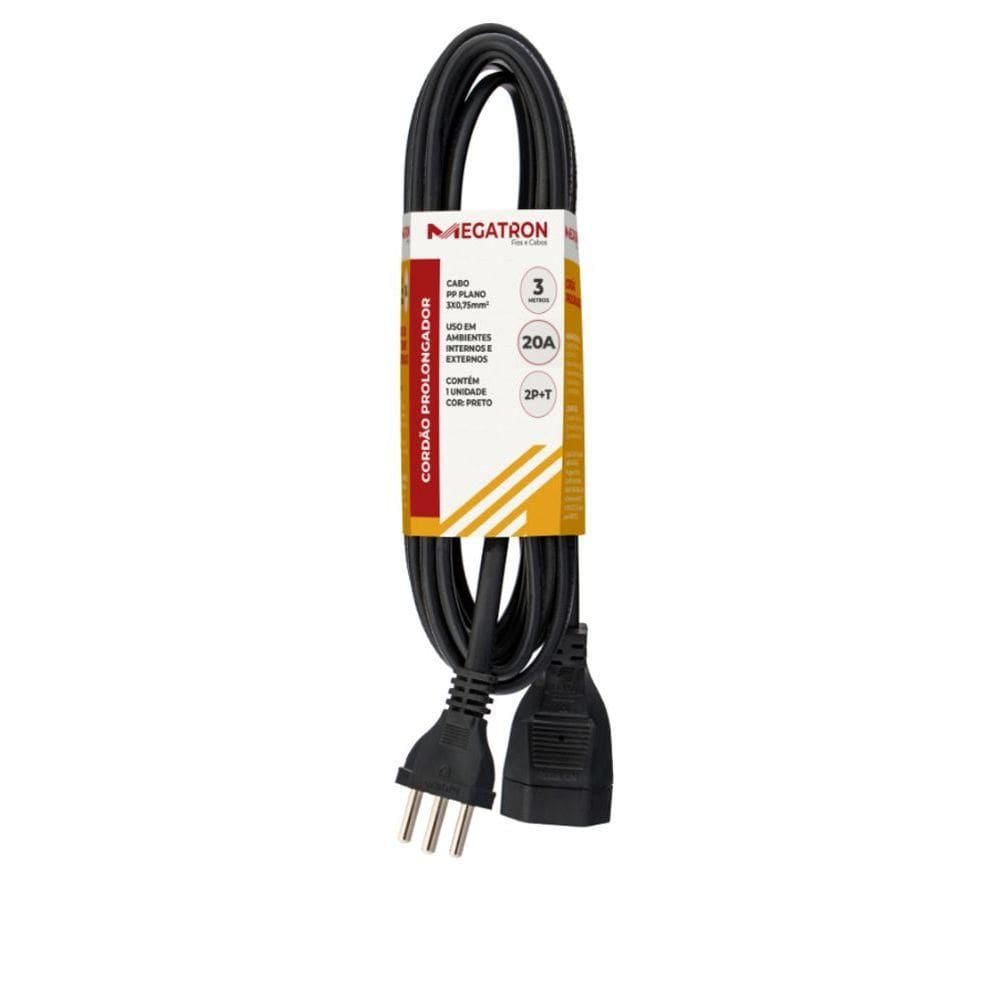 Extensao Cabo Prolongador Pp 3x2,50mm 3 Metros Preto 413