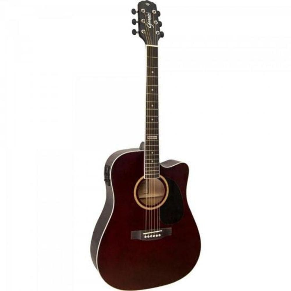 Violão Eletroacustico Dreadnought Folk Cutaway Aco Gf-1d Ceq Translucent Dark Wine Giannini