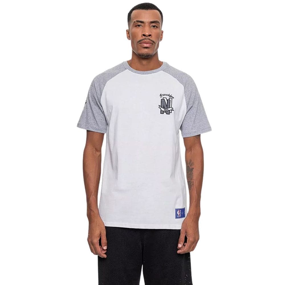 Camiseta Brooklyn Especial Logo Flag Bordado Raglan autêntico NBA