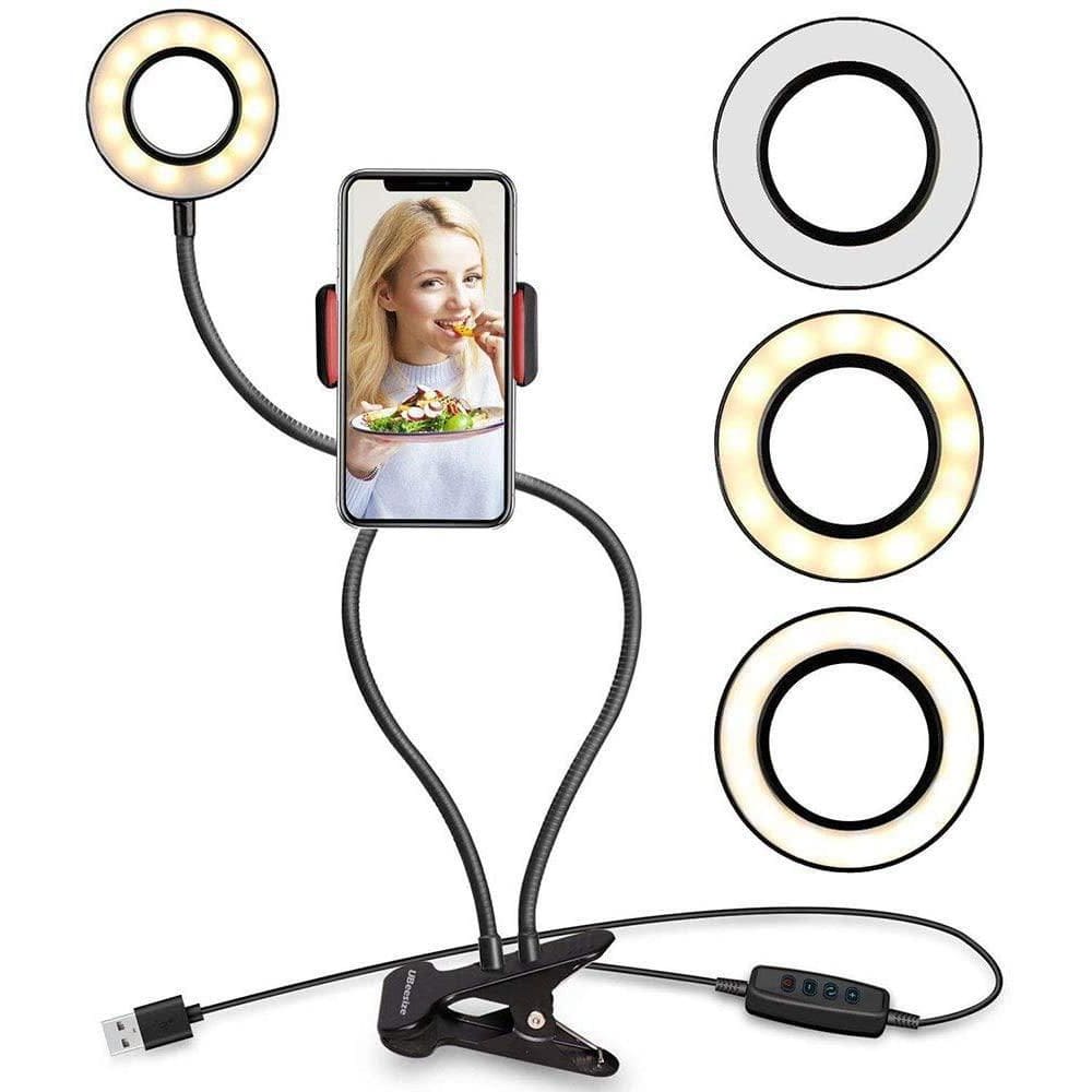 Anel De Luz Articulado Com Suporte Para Celular