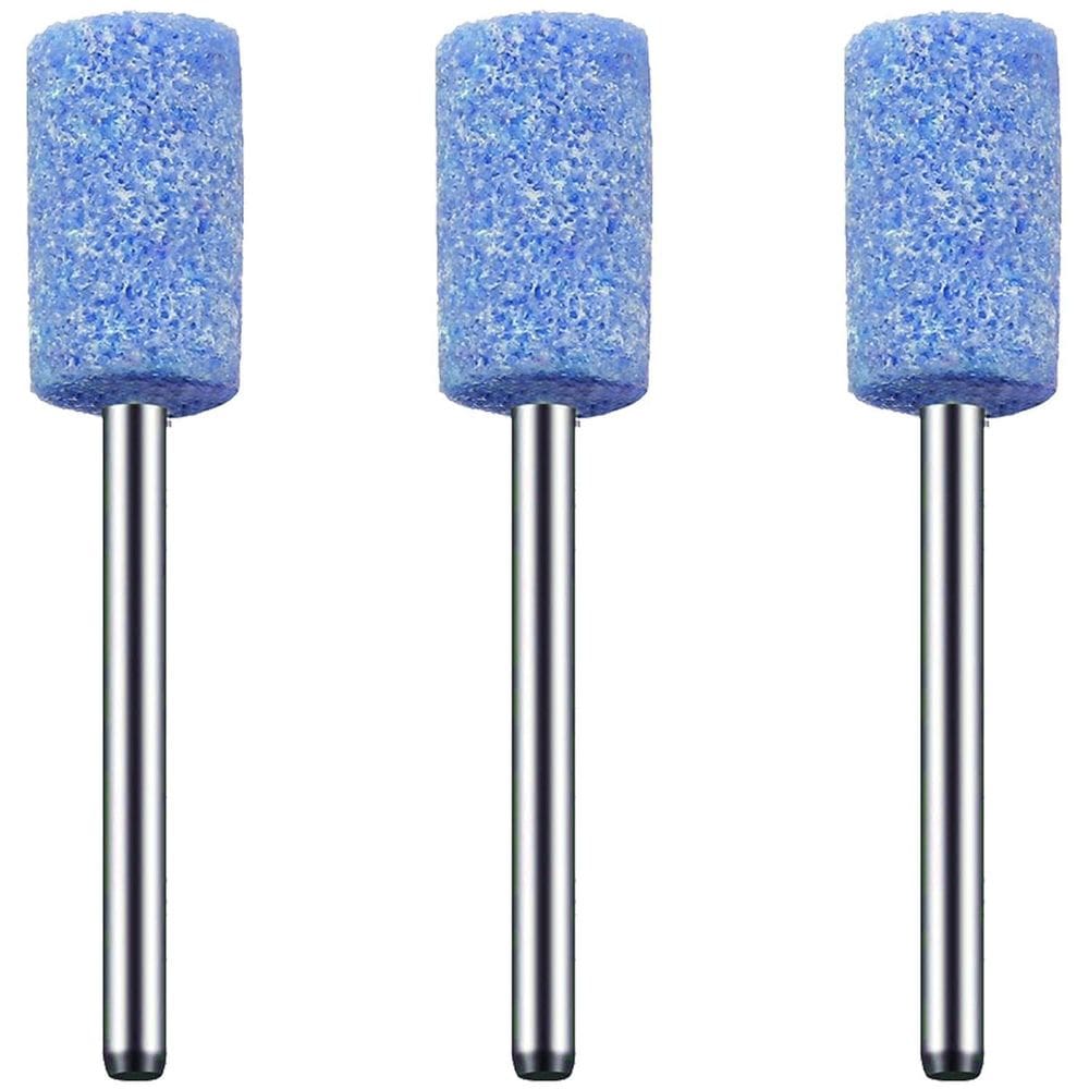 Kit 3 Ponta Montada 10Mm Rebolo Azul Haste 3Mm Mini Retífica