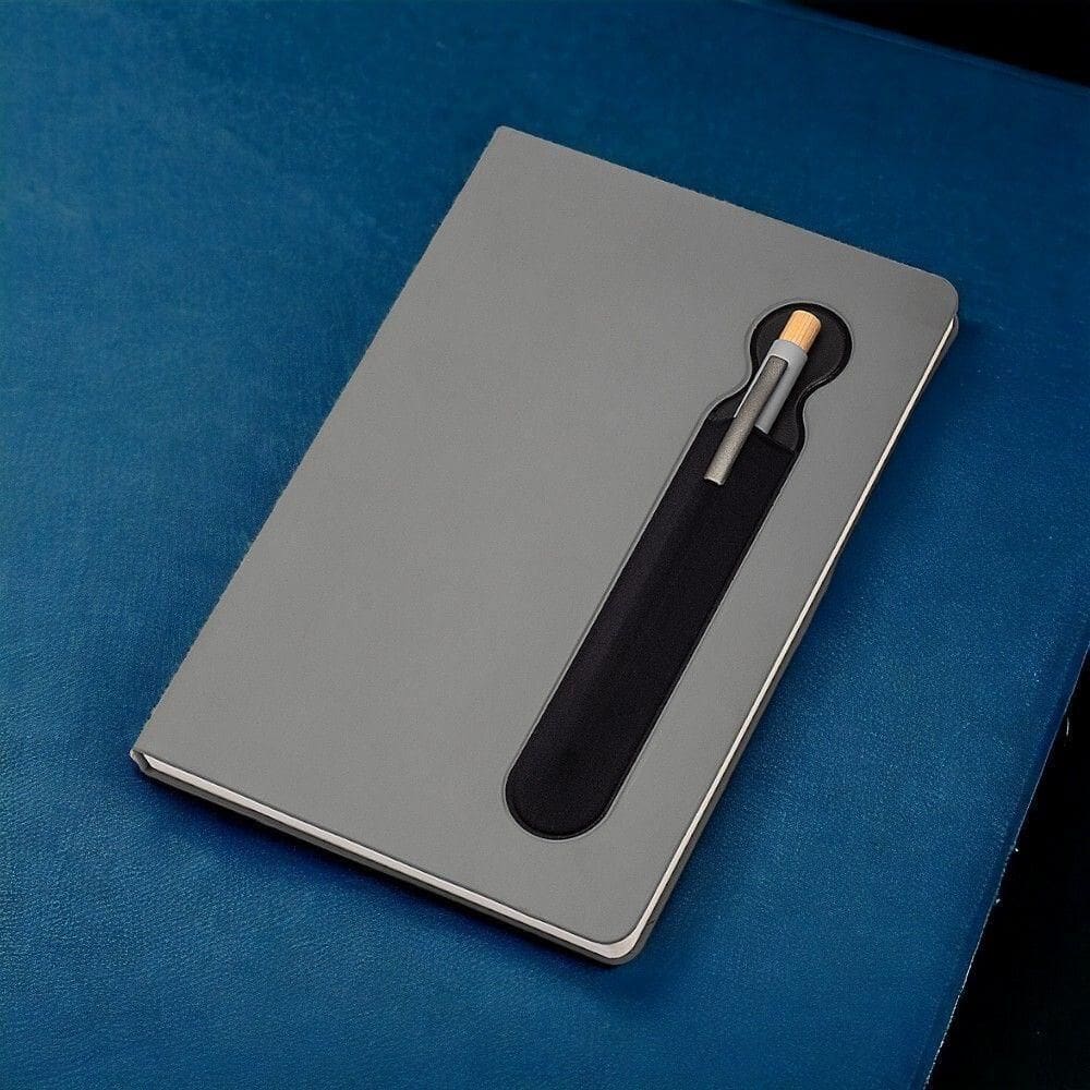 Caderno Capa Dura Com Suporte De Caneta 80 Folhas Cinza