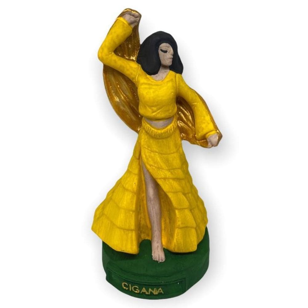 Escultura Cigana Amarela 11 Cm Em Resina