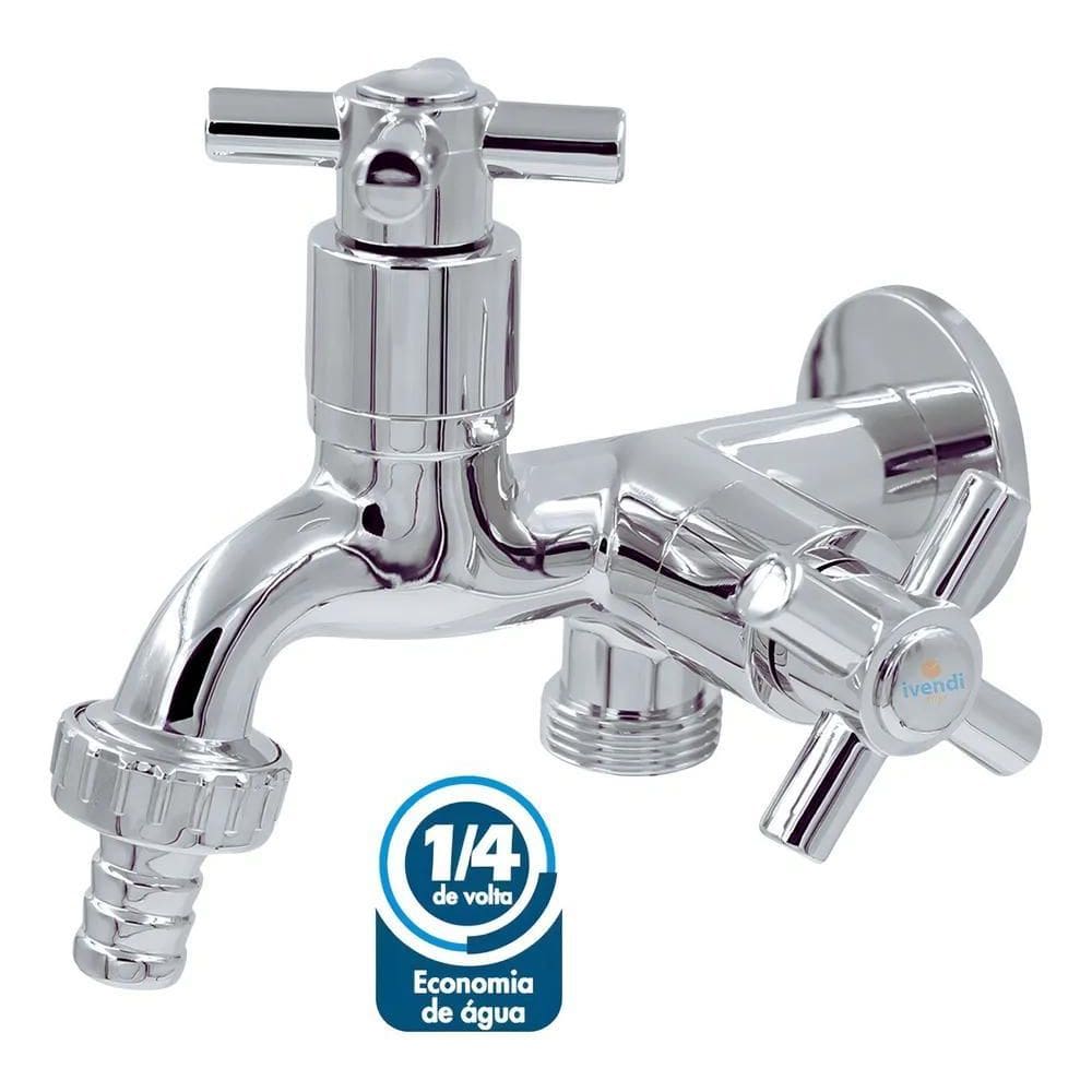 2X Torneira Máquina De Lavar Dupla Tanque 2 Saídas Multiuso