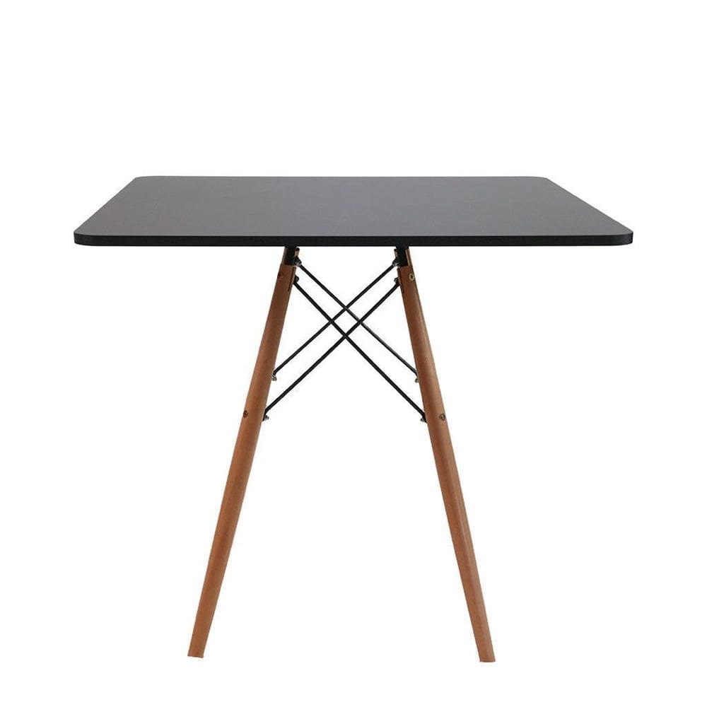 Mesa Jantar Quadrada Eiffel 80Cm Preto Mdf Charles Eames
