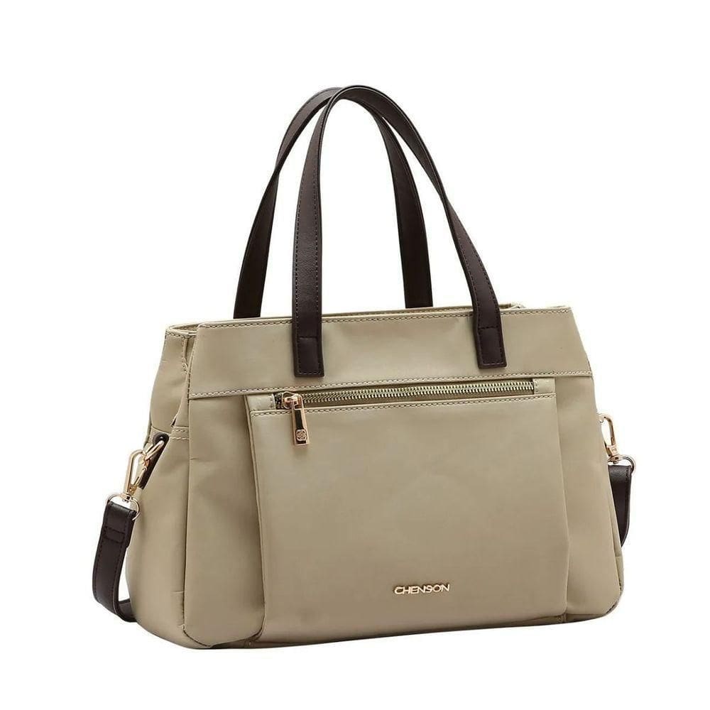 Bolsa Chenson Microfiber De Mão E Transversal Bege Un
