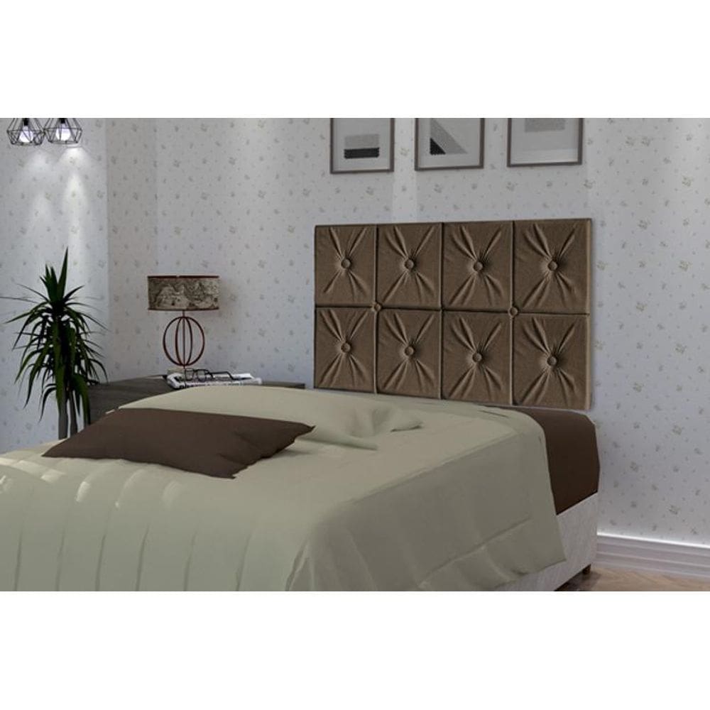 Painel De Cama Box Botão Solteiro 0,90 Elegance Cor Marrom