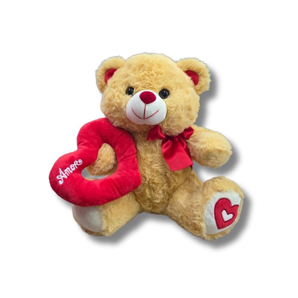 Ursinho De Pelucia Bege Coração Do Amor Fizzy Premium