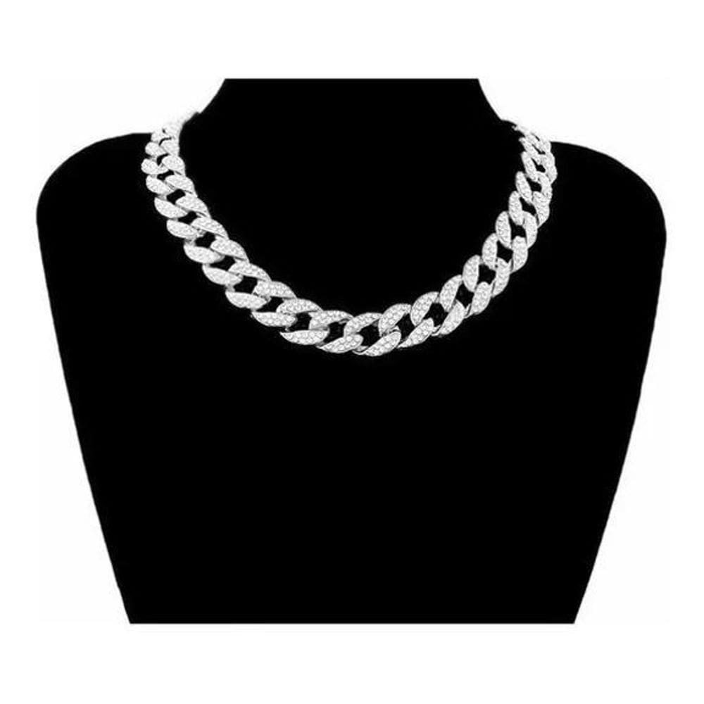 Corrente Colar Grumet Ice Cravejada Brilhante Mc 13Mm 50Cm
