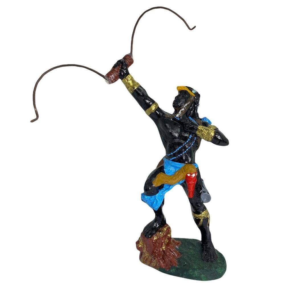 Escultura De Orixá Oxossi Azul Celeste 22 Cm Em Resina