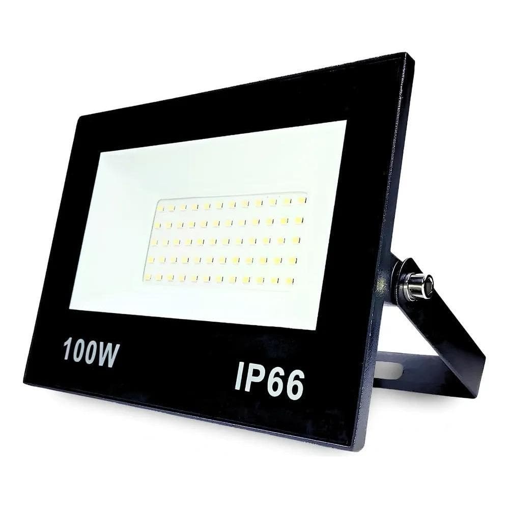 2X Refletor Led 100W Ip66 Branco Frio Prova D`Água 6500K Hol