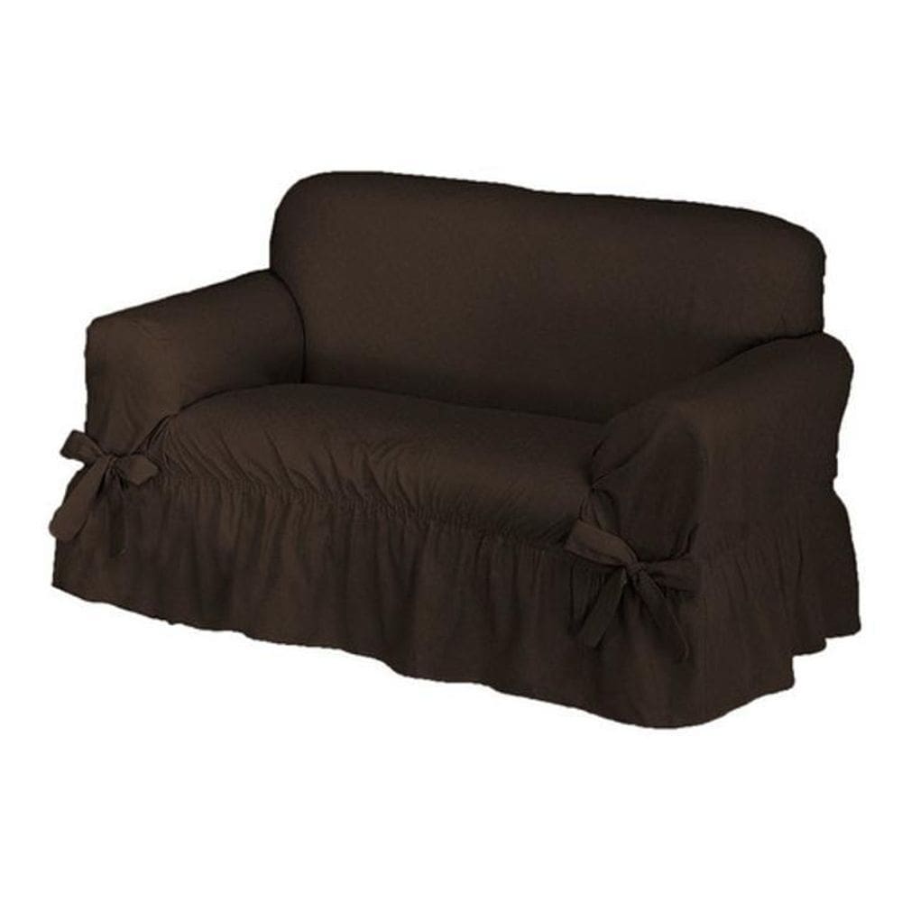 Capa De Sofá 2 Lugares Avulso Gorgurão Maquinetado - Marrom