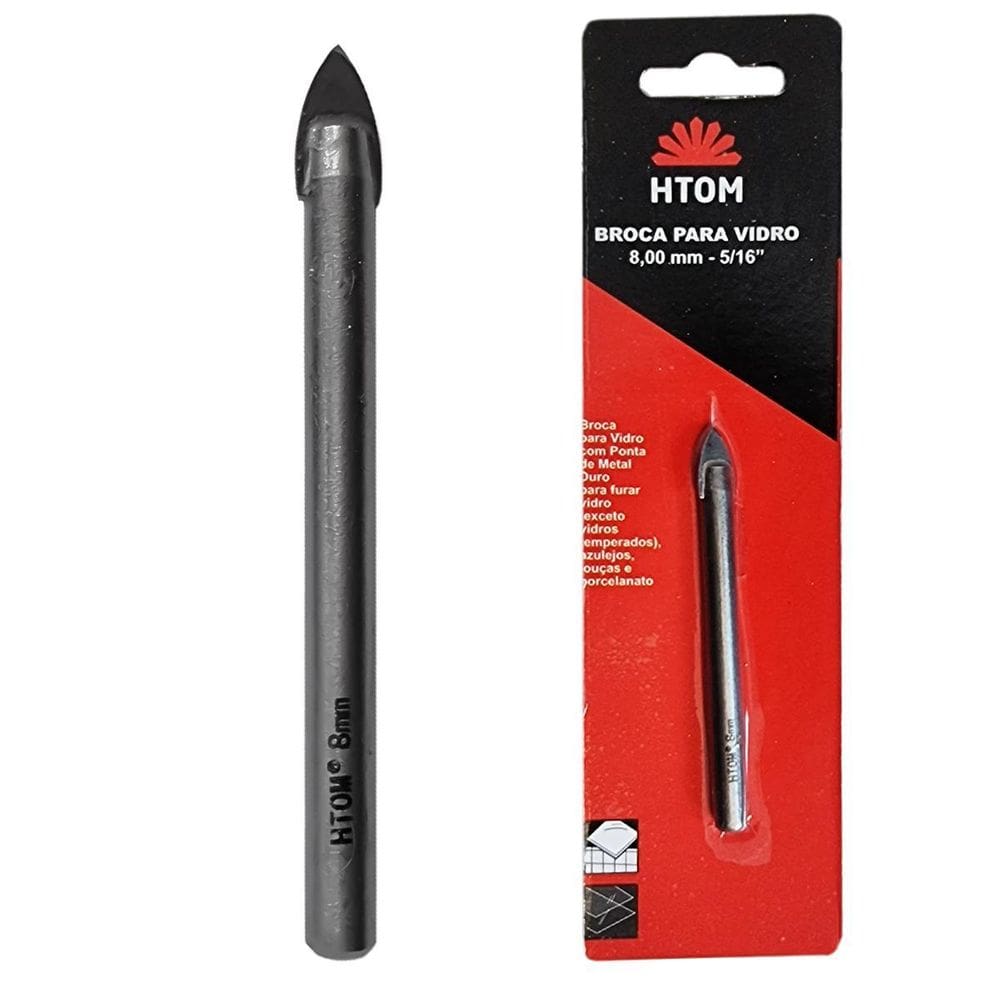 Broca Para Vidro 8Mm Porcelanato Cerâmica Metal Duro Htom