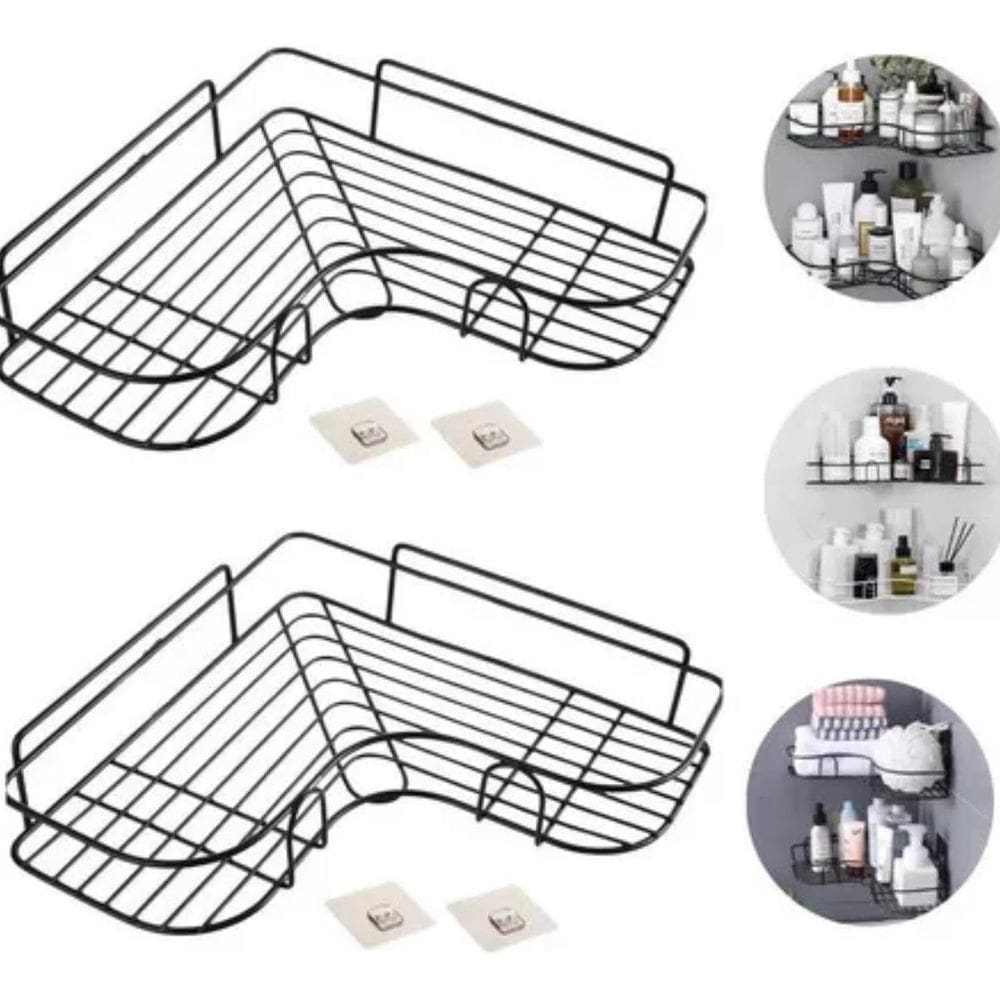 Kit 2 Porta Shampoo Suporte De Canto Prateleira Banheiro Box