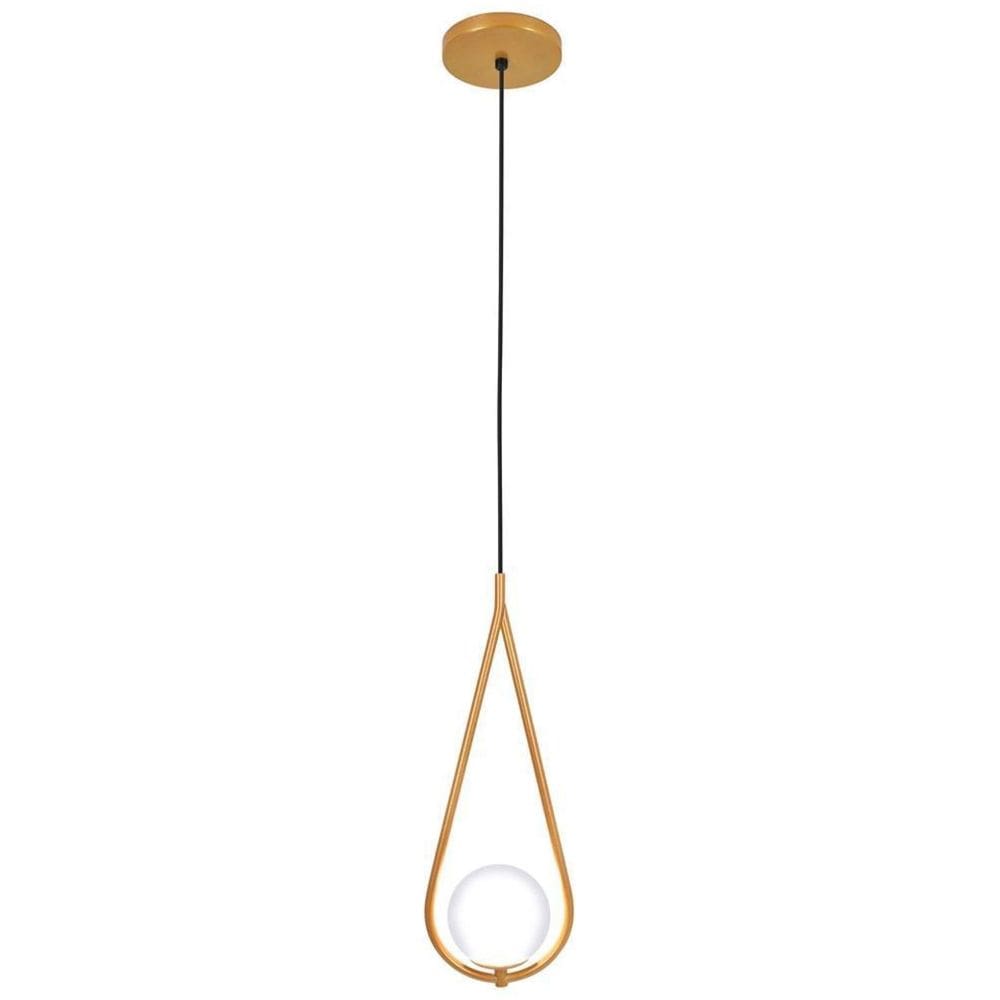 Luminária Teto Pendente Gota Globo Vidro Cama Quarto Dourado
