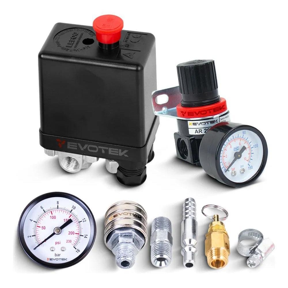 Kit Compressor Pressostato Manômetro E Válvula De Segurança