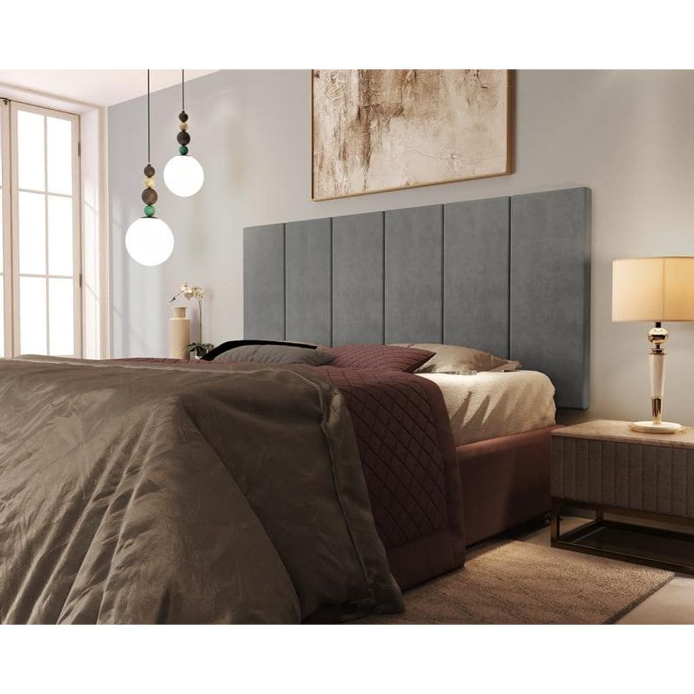 Painel Cama Box Fantasy 1,60 Tecido Suede Cor Cinza Comprar