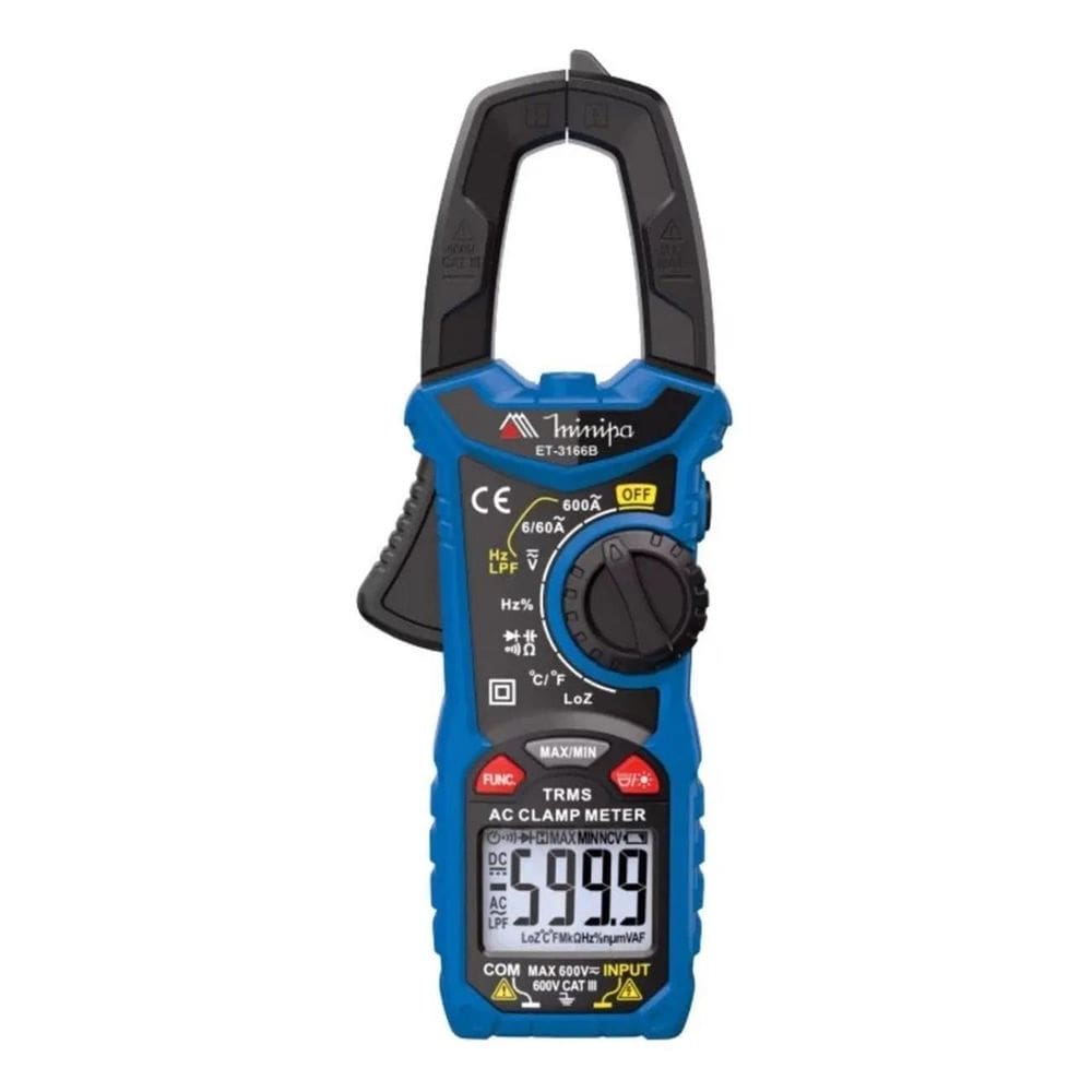 Minipa Et-3166B Alicate Amperímetro Digital Cat Iii 600V Ncv