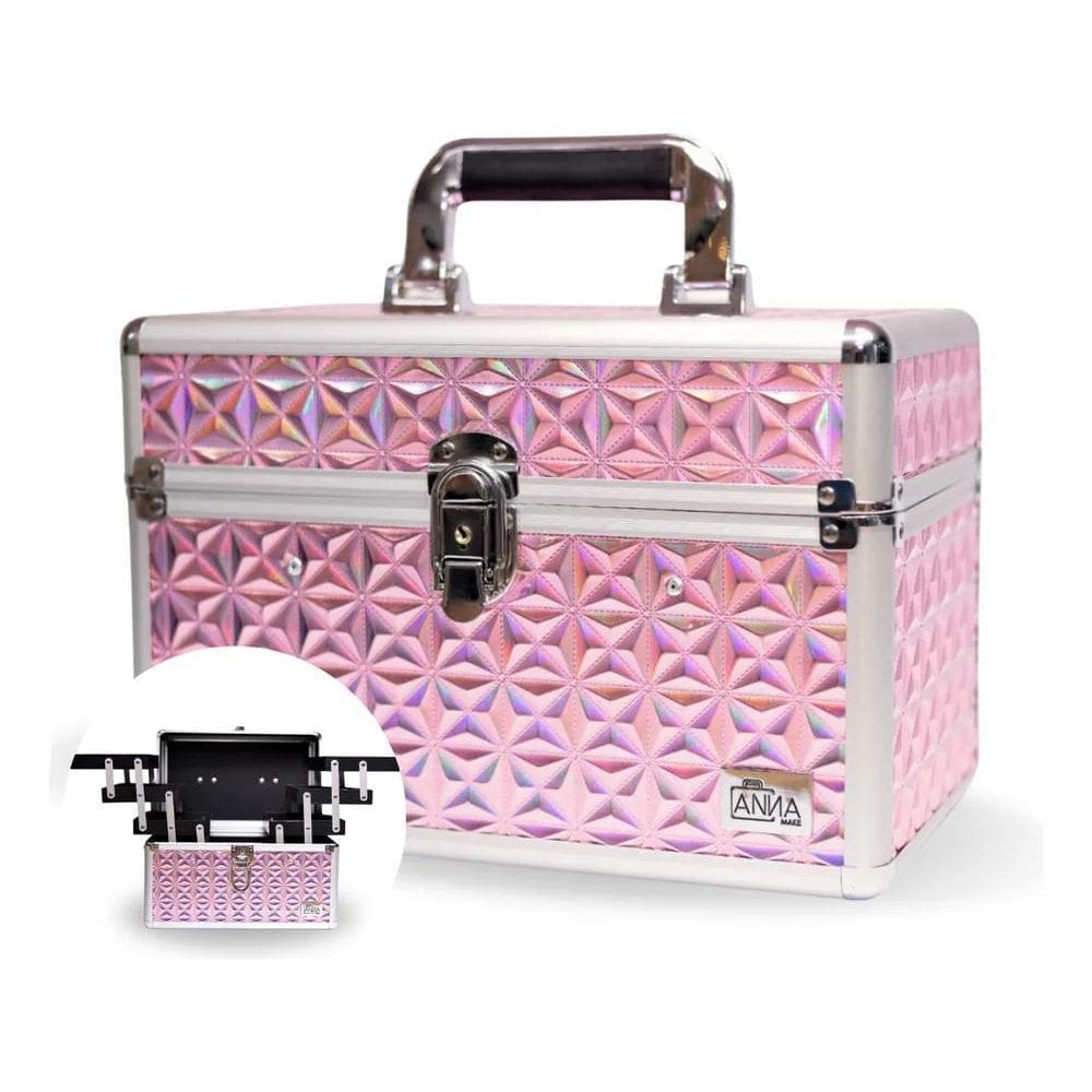 Maleta De Maquiagem Profissional Anna Make R210 Vazia Rosê