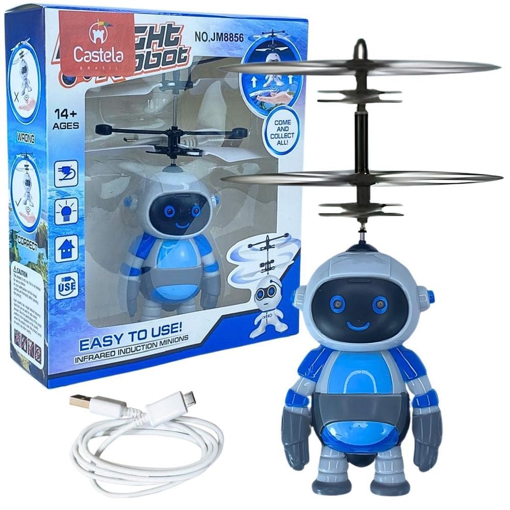 Robozinho Brinquedo Voador Sensor De Mão Luz Robô - Castela