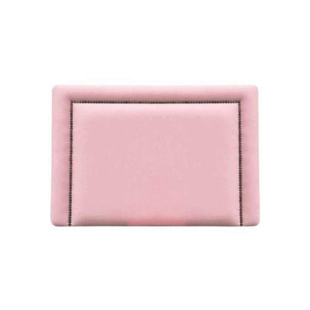 Cabeceira Estofada Luxo Solteiro Reta Rosa Com Tacha