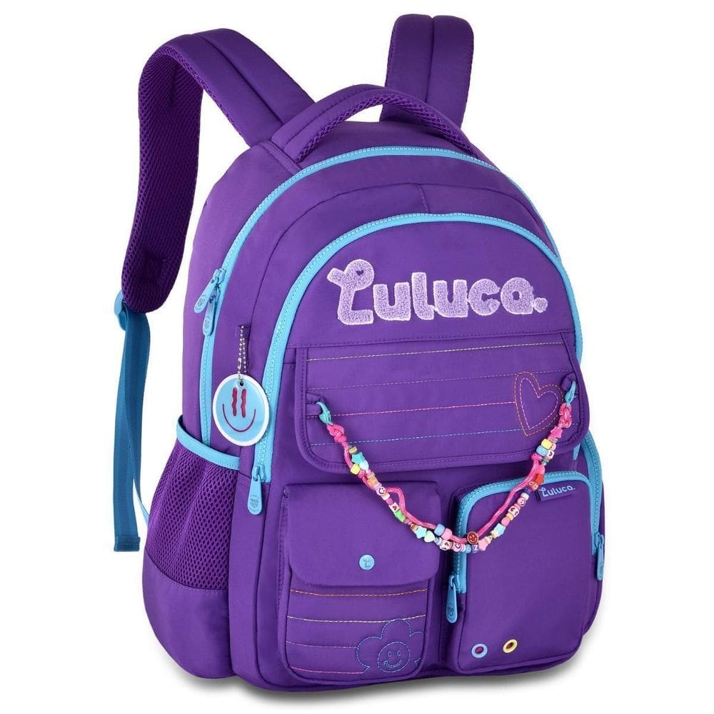 Mochila De Costas Luluca Meninas Pandinha Juvenil - Roxo