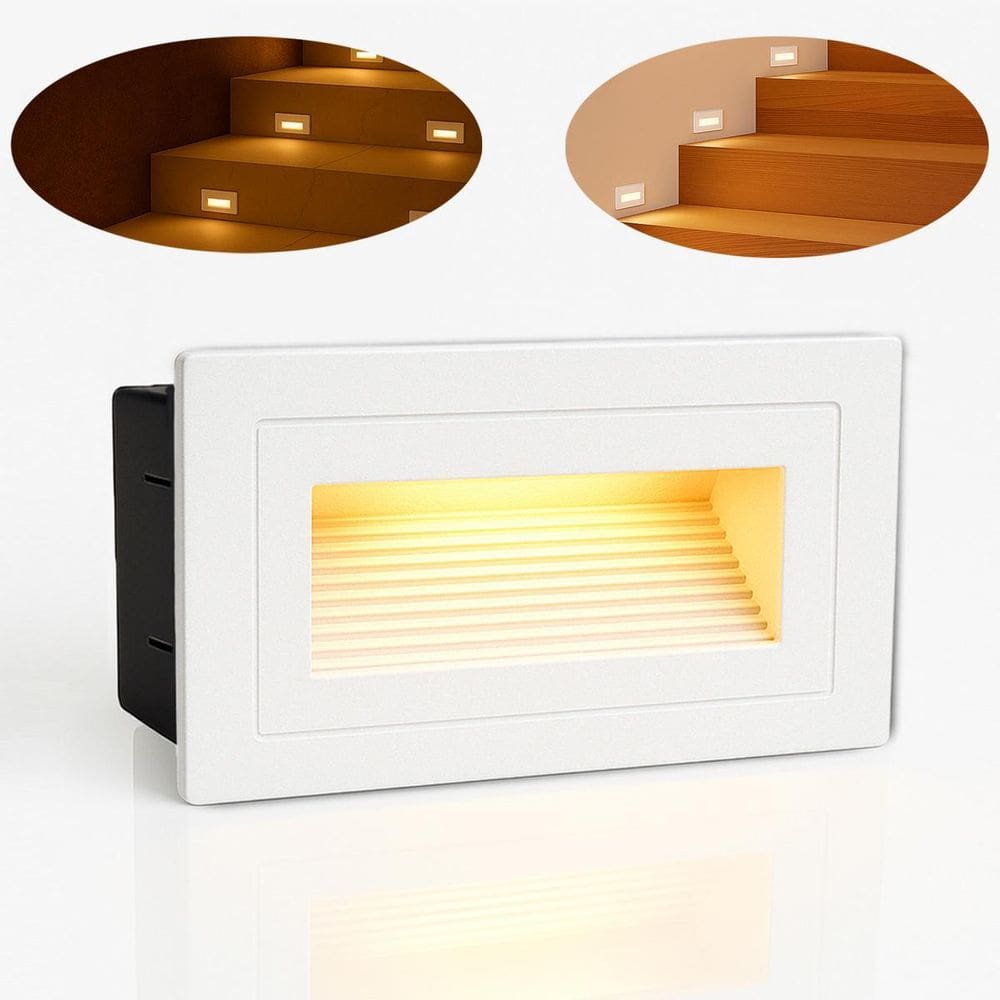 8 Balizador Led 3000K De Embutir Parede Externo Branco Zan42