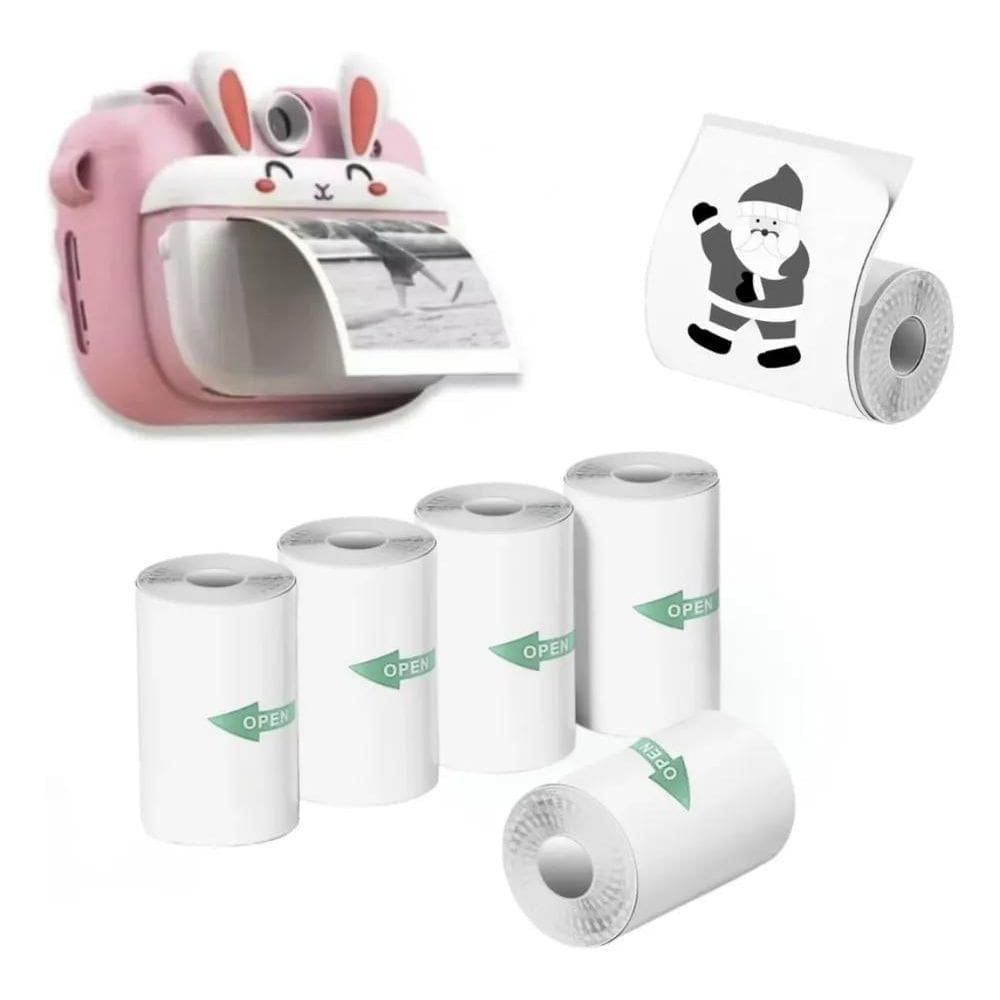 Kit 5 Rolos Papel Termico Adesivo Camera Infantil Impressora