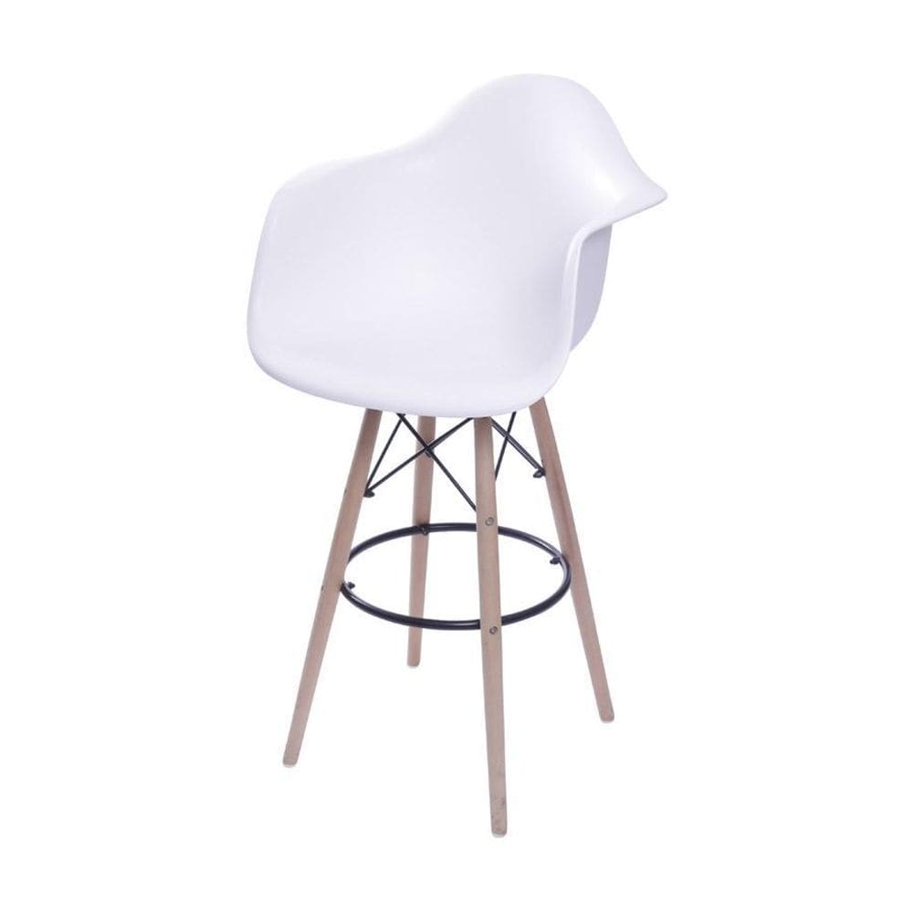 Banqueta Boxbit Dkr Pp Com Braço Branca Base Madeira