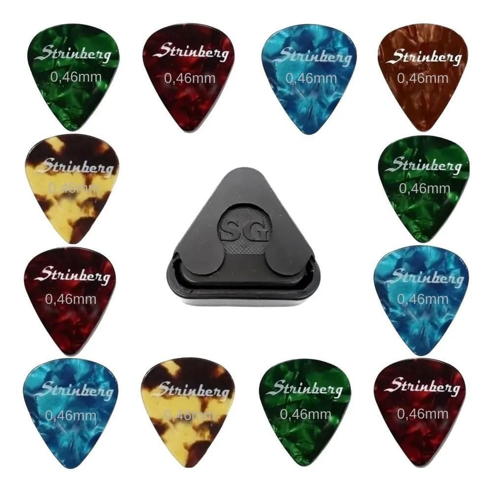2X Kit 12 Palhetas Guitarra Strinberg 0.46Mm + Porta Palheta