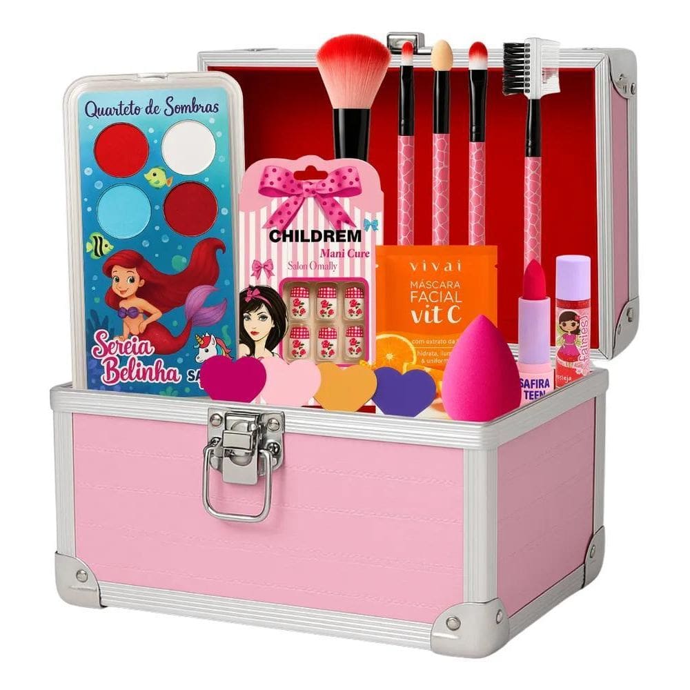 Estojo De Maquiagem Infantil Kit Combo Maleta Excluisiva