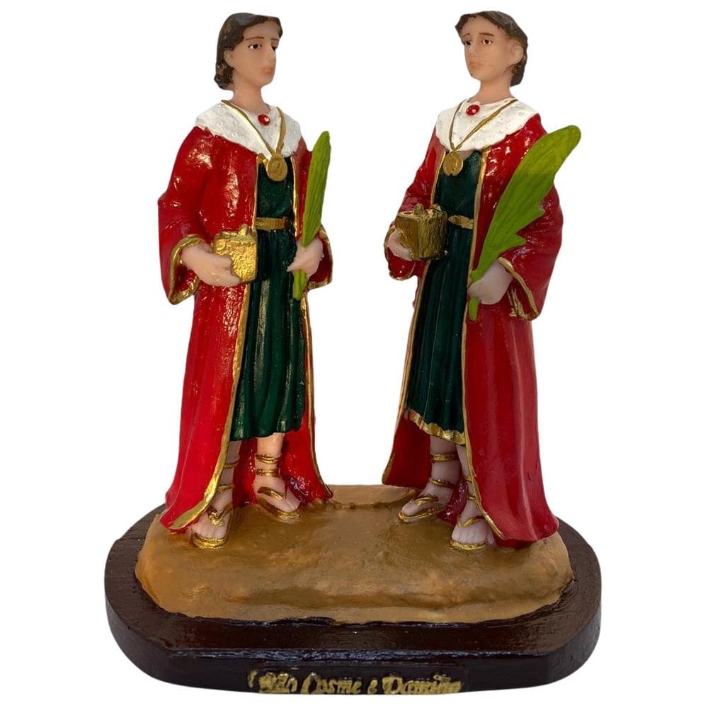 Escultura Cosme E Damião Tradicional 16 Cm Em Resina