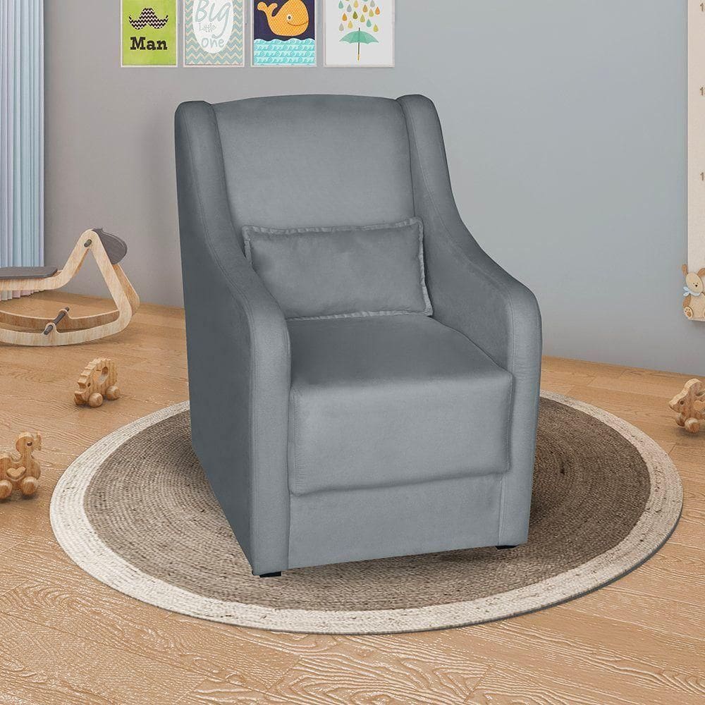 Poltrona Para Amamentação Glamour Com Almofada Cinza