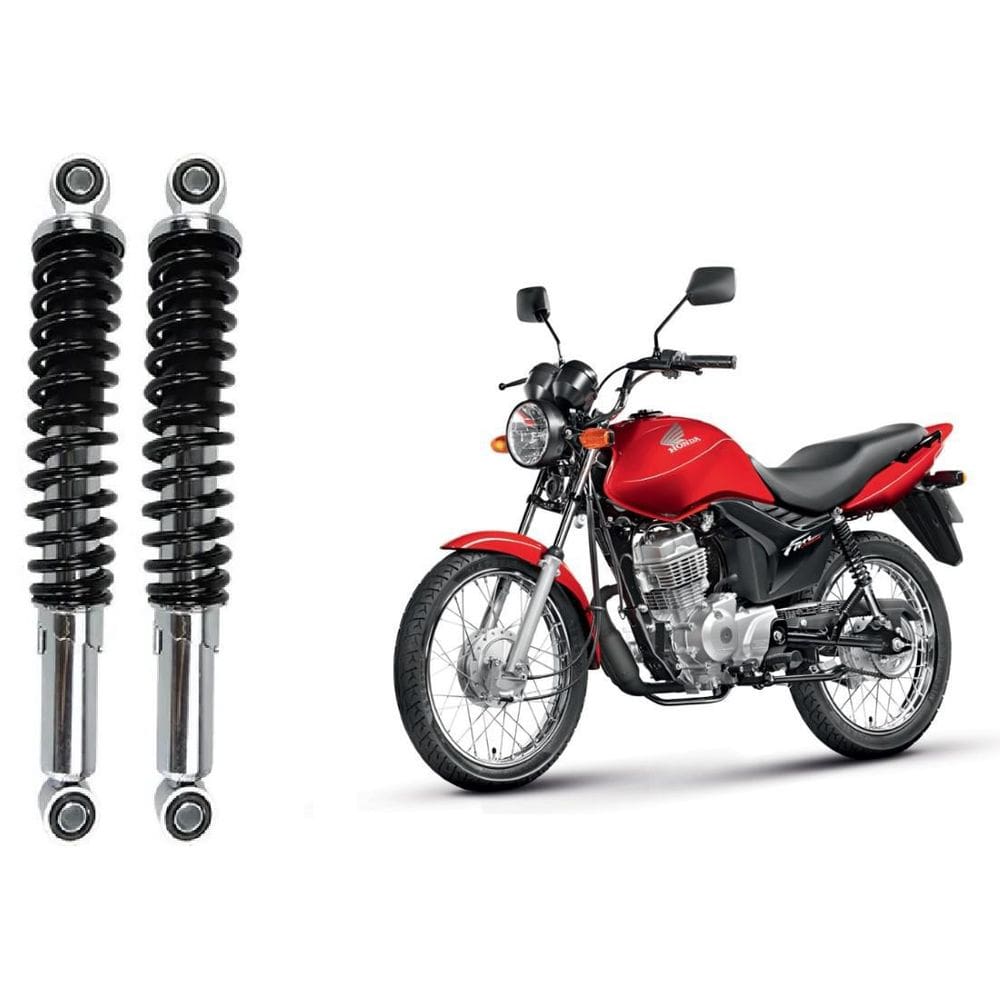 Par Amortecedor Cromado Preta Cg Titan Fan 125 150 Mix Flex