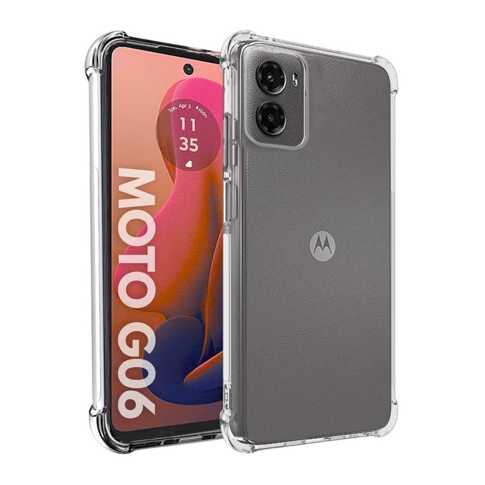 Capinha Capa Transparente Para Moto G06 + Película De Vidro