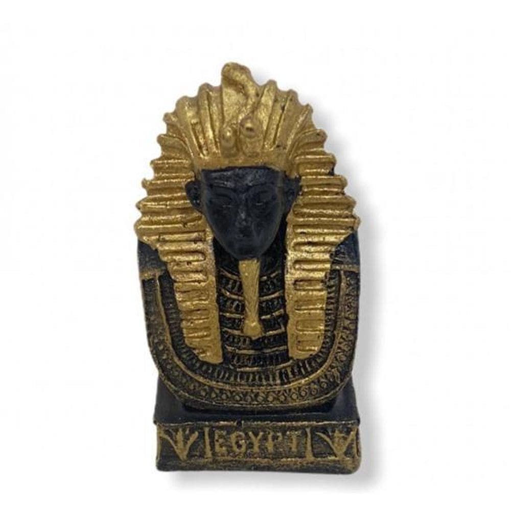 Escultura Busto Tutankamon Dourado 7 Cm Em Resina