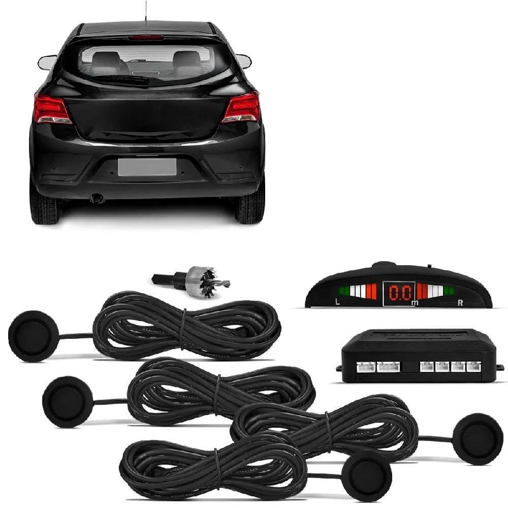 Sensor De Estacionamento 4 Pontos 22Mm Preto Brilho