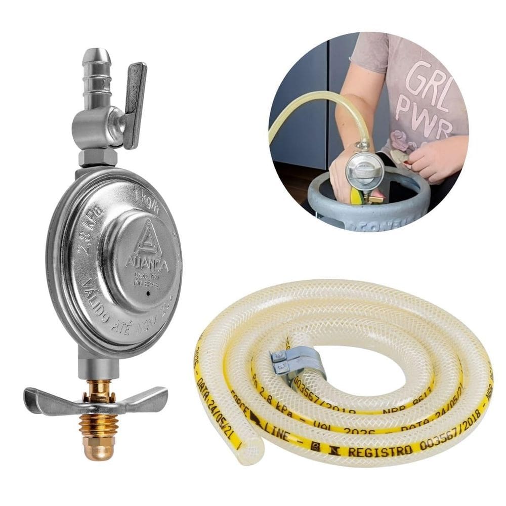 Regulador Registro De Gás De Cozinha + Mangueira 1,2M
