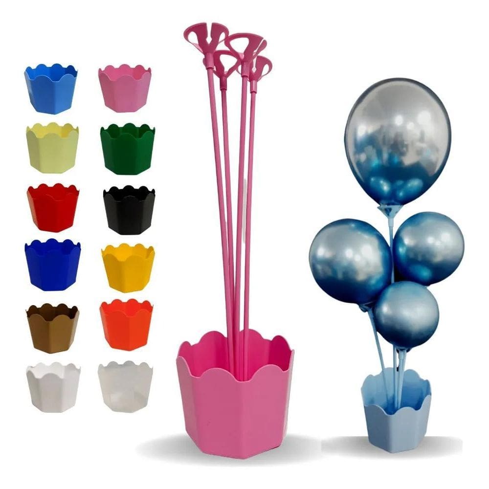 2X Cachepô Com Pega Balão Kit 5 Unidades