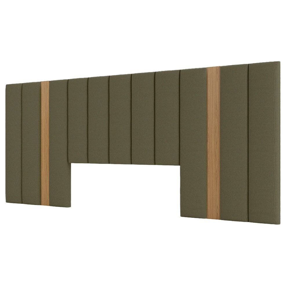 Cabeceira em Mdf Estofada King 300cm Marrom Freijó/Verde