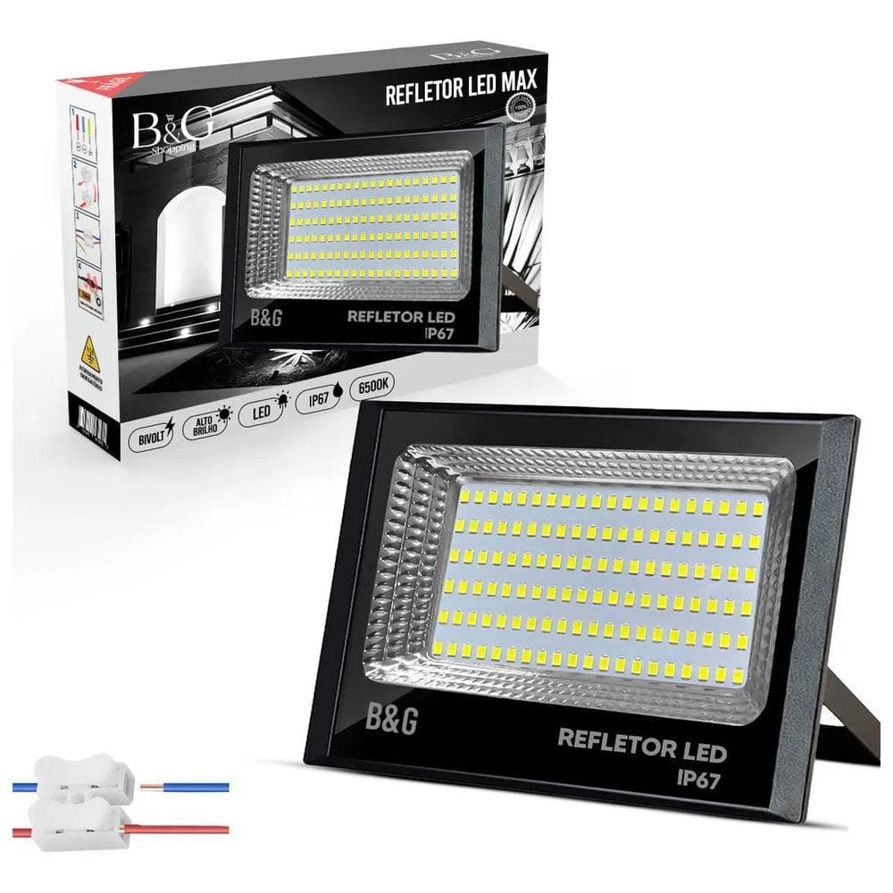 2X Refletor Microled 300W Holofote Bivolt Branco Frio 6.000K