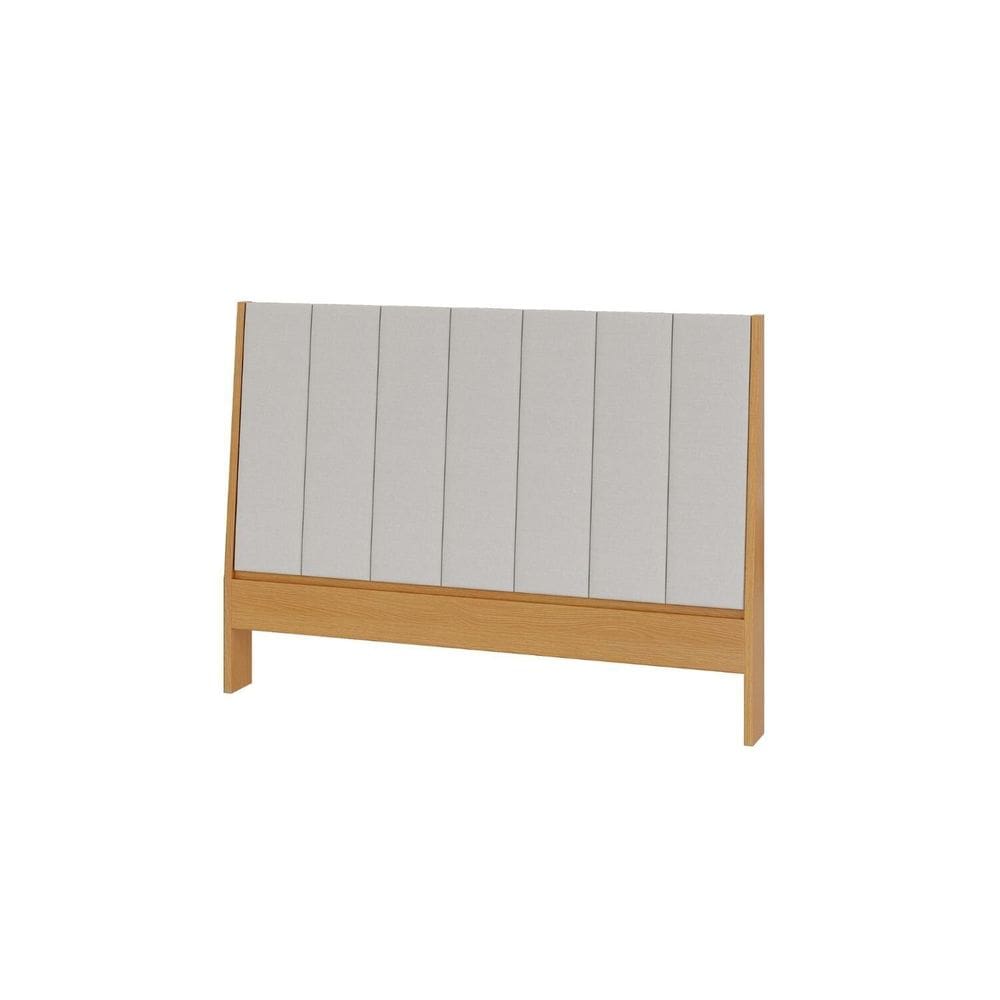 Cabeceira para Cama de Casal Estofada 165cm Freijó Amadeirado/Cinza Claro