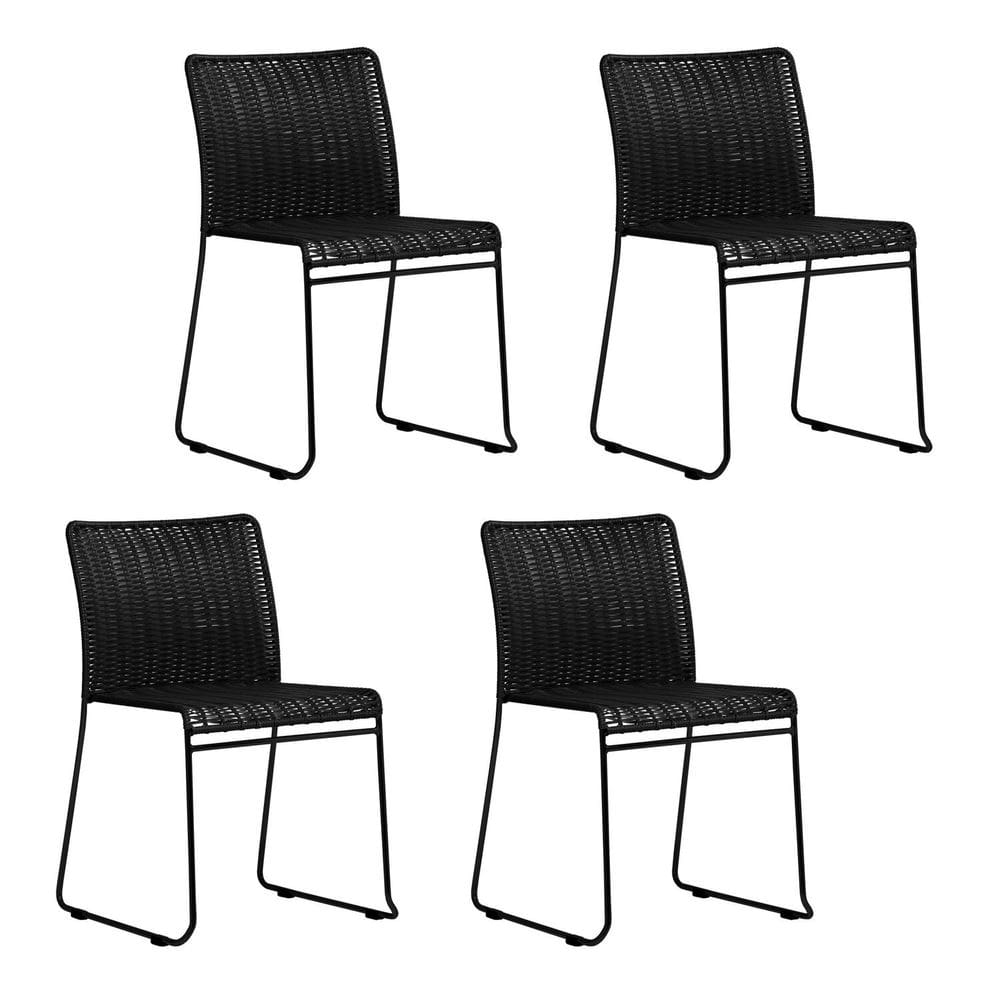 Conjunto 4 Cadeiras Tubular Fronteira Preto