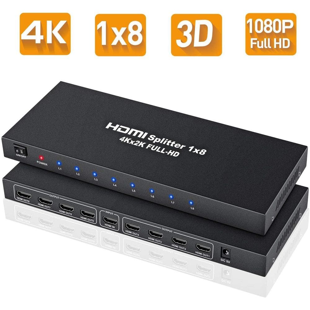 Divisor Sinal Hdmi 2.0 1X8 4K 3840 X 2160 Splitter 8 Saidas