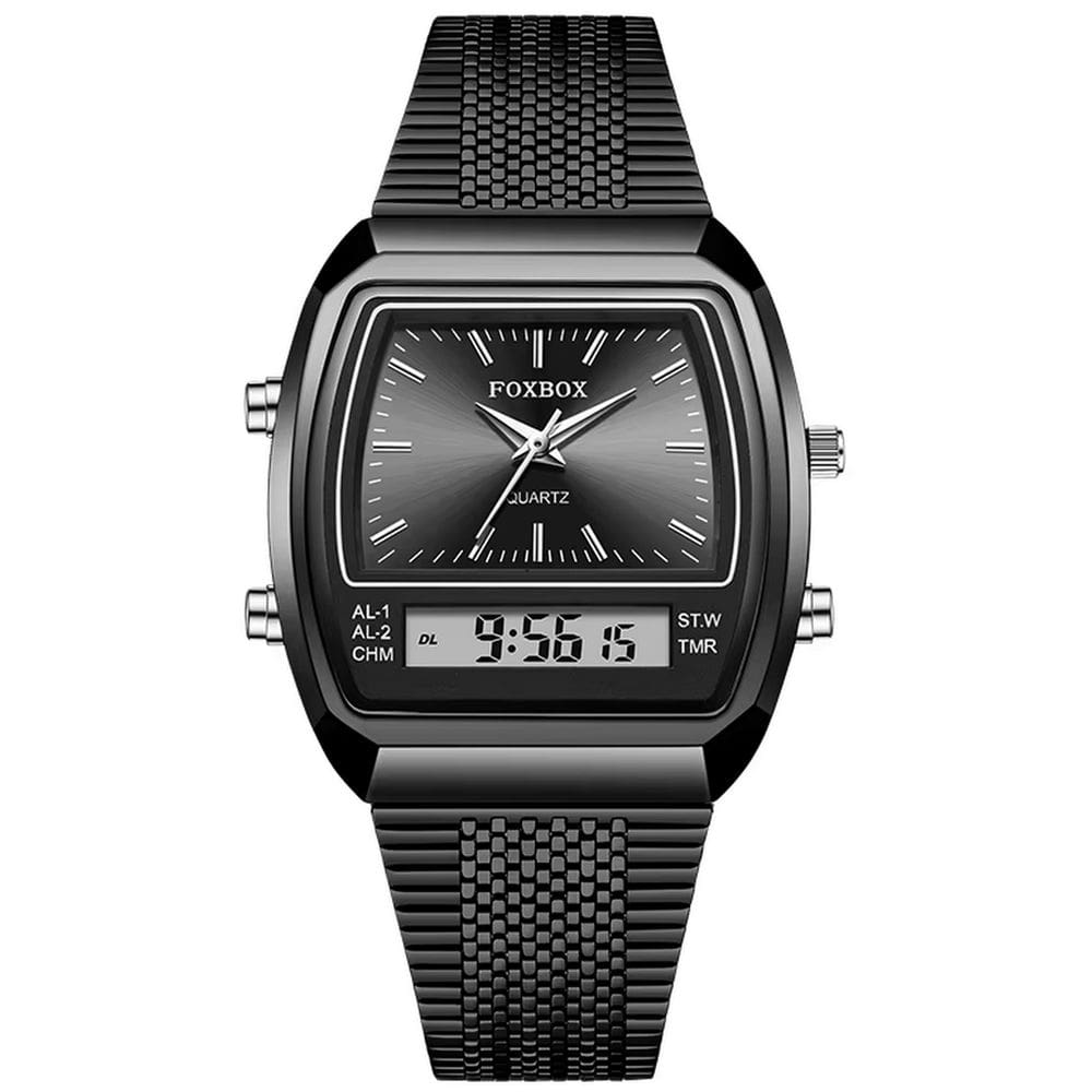 relógio esportivo digital à prova dágua em aço inoxidavel masculino