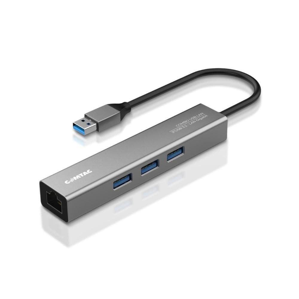 Hub 3 Portas USB 3.2 + LAN GIGAbit, Linha Aluminium, 24129466, COMTAC