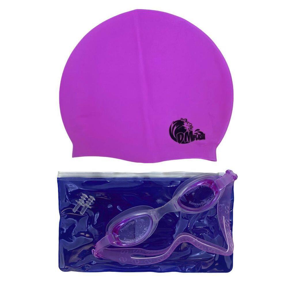 Kit Natação Completo Dm Toys Touca Óculos Tampão De Ouvido